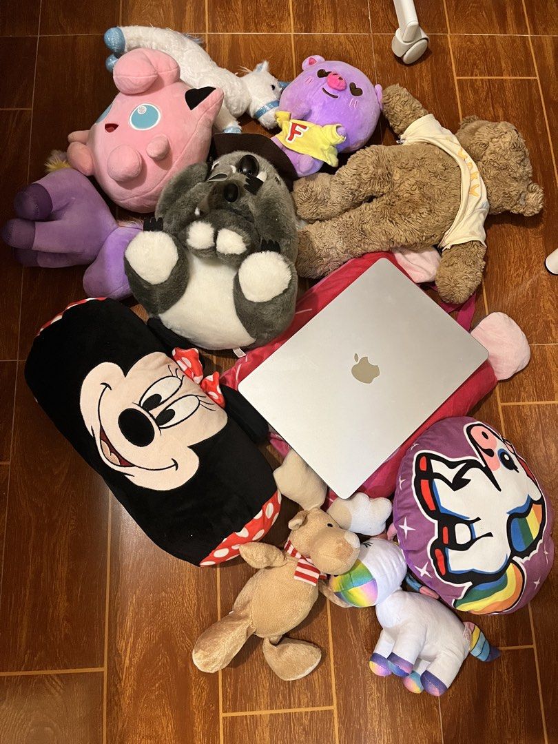 Mickey mouse, unicorn, jiggly puff stuff toys (Category: Plushies & Soft Toys) located in Manila. Submitted by a_vendre (Listing ID 1454621969, Image 3). Description: 13inch laptop for size reference only Medium - large pouch/bag 200-250 each Can do meet up in Alabang.