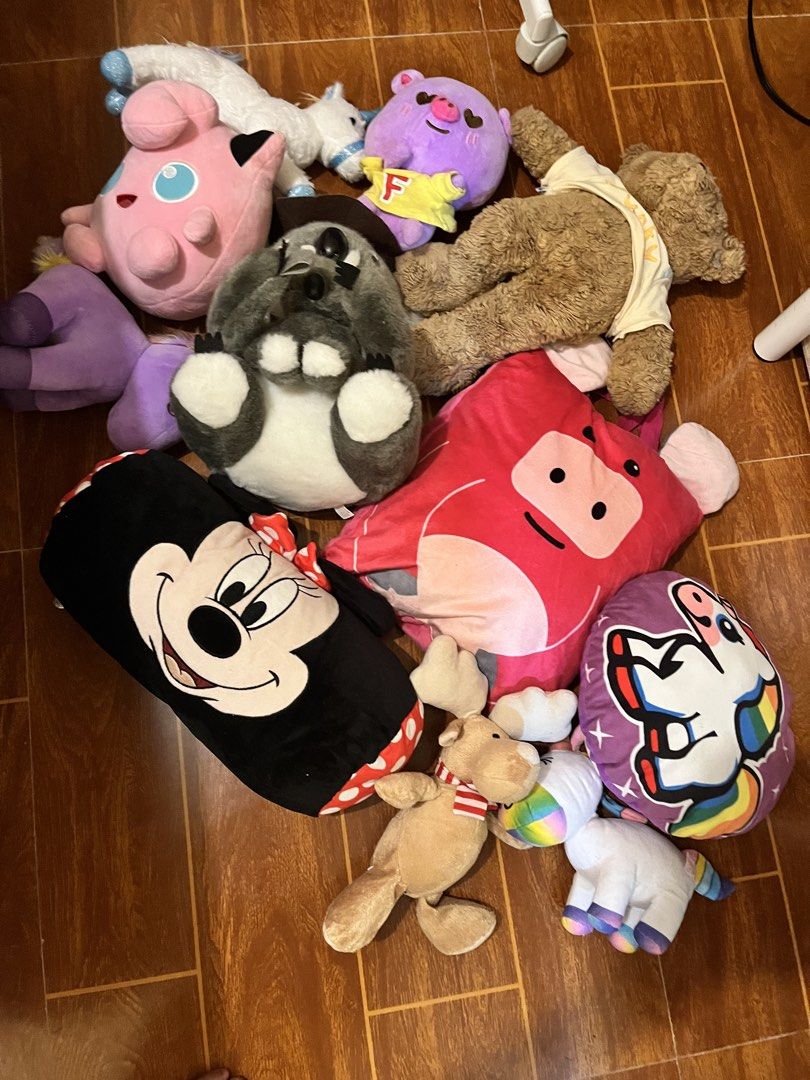 Mickey mouse, unicorn, jiggly puff stuff toys (Category: Plushies & Soft Toys) located in Manila. Submitted by a_vendre (Listing ID 1454621969, Image 1). Description: 13inch laptop for size reference only Medium - large pouch/bag 200-250 each Can do meet up in Alabang.