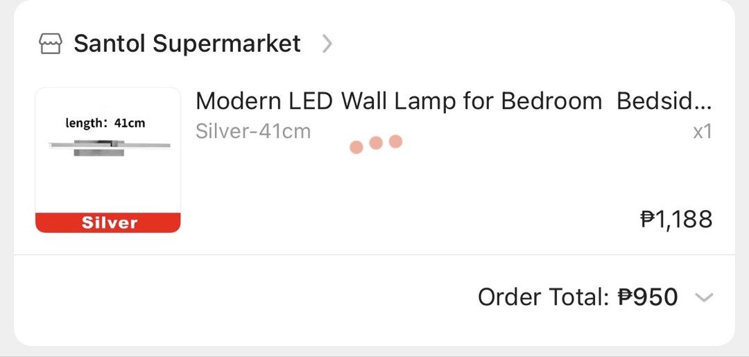 Modern LED wall light (Category: Lighting) located in Malabon City. Submitted by shnit (Listing ID 1454661056, Image 3). Description: Brand new modern LED wall light bought in orange app for P900+ Silver 41cm length Selling for P499 only 📍Malabon city Lalamove / JNT is ok ✅.