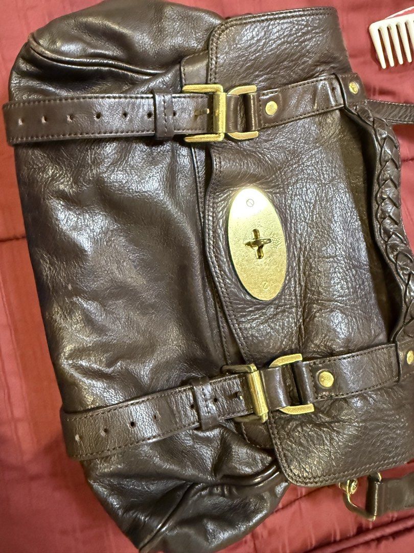 Mulberry Alexa Soft Buffalo Leather Bag (Category: Luxury Bags & Wallets) located in Manila. Submitted by pam.pam4 (Listing ID 1421967565, Image 3). Description: - Authentic Mulberry Alexa bag - Dark brown "Soft Buffalo" leather - Braided top handle and detachable shoulder strap - Flap closure with postman's lock - Gold-tone hardware - Includes dust bag and care card.