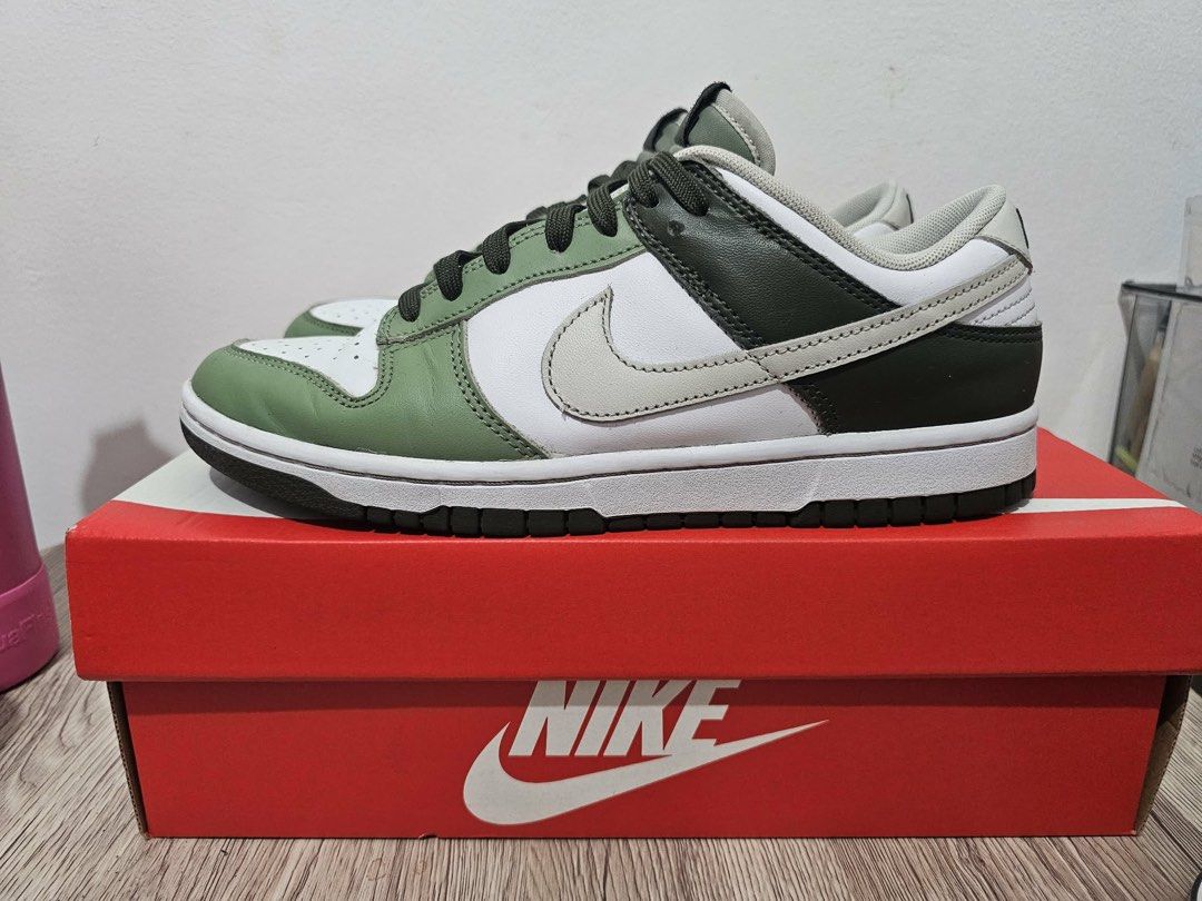 Nike Dunk Low Olive Green White (Category: Sneakers) located in Taytay. Submitted by cloudy_20 (Listing ID 1454584381, Image 3). Description: - Nike Dunks Low - Olive Green and White colorway - Low top silhouette - Includes original box - Ideal for everyday wear - Feel free to ask questions!.