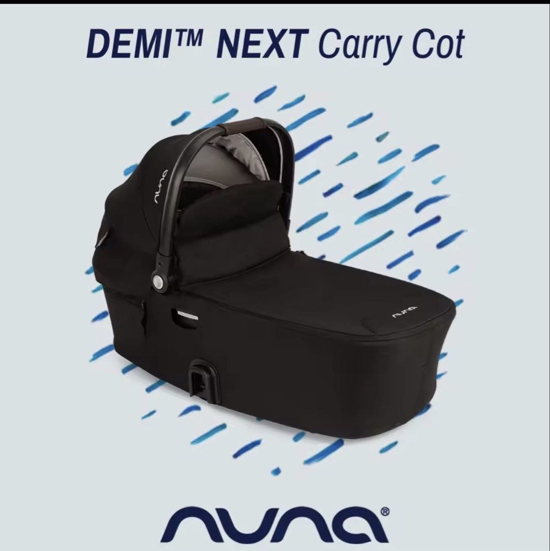 Nuna Demi™ Next Carry Cot (Category: Cots & Cribs) located in Manila. Submitted by ririkah (Listing ID 1454740381, Image 1). Description: - Nuna Demi Next Carry Cot in Black - Provides a comfortable and safe space for baby naps - Easily attaches to compatible Nuna strollers - Perfect for on-the-go naps - Folds flat for convenient storage - Includes a canopy for sun protection.