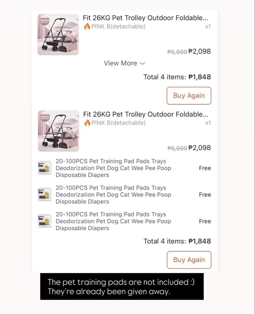 Pet Foldable Stroller Pink (Category: Strollers) located in Quezon City. Submitted by jaica.shop (Listing ID 1454736528, Image 2). Description: 🐱🐶 Light pink pet stroller - Mesh top for ventilation - Side window for visibility - Convenient storage basket underneath - Cup holder on the handle - Folds flat for easy storage - Ideal for taking your pet on adventures - Proof of purchase uploaded RFS: - Never been used outside. - Used it less than 5x