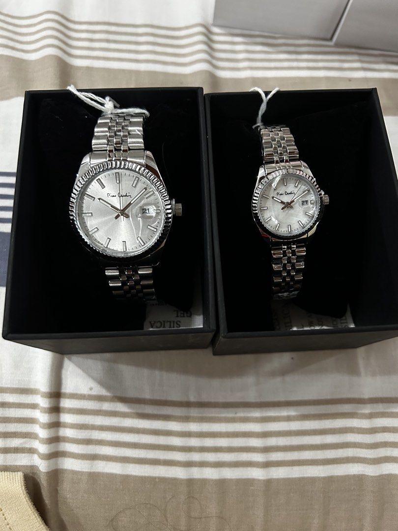 !!3 DAY SALE!! Pierre Cardin Watch per piece or set (Category: Women's Watches) located in Rizal. Submitted by bebangel (Listing ID 1454657760, Image 3). Description: - Authentic Pierre Cardin couple watch - Elegant silver, classic design - Includes one men's and one women's watch - Both watches come in their original boxes - Ideal for couples or as a thoughtful gift 2800 each for male and female get both for 5,000.