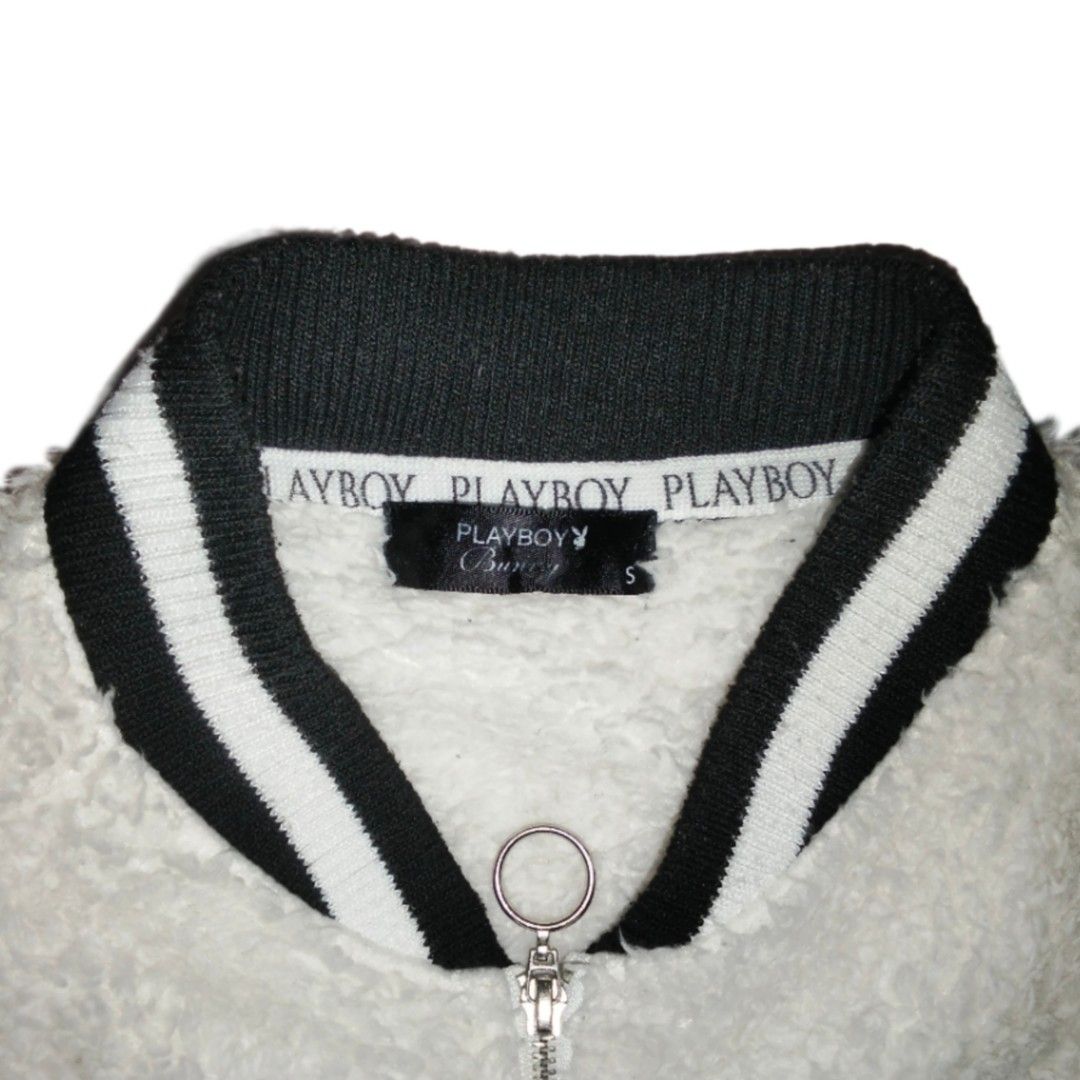 Playboy Black Virgine Fleece Varsity Jacket (Category: Coats, Jackets and Outerwear) located in Manila. Submitted by fangednoumena (Listing ID 1454624973, Image 3). Description: Width - 21 Length - 25.