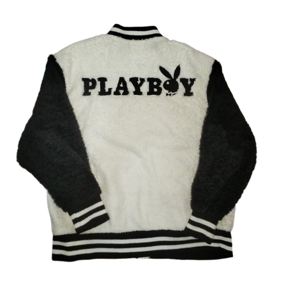 Playboy Black Virgine Fleece Varsity Jacket (Category: Coats, Jackets and Outerwear) located in Manila. Submitted by fangednoumena (Listing ID 1454624973, Image 2). Description: Width - 21 Length - 25.