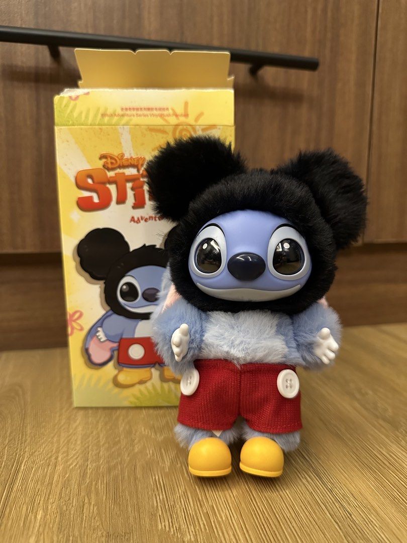 Simba & Mickey (Pop Mart - Stitch Adventure) (Category: Designer & Blind Box Toys) located in Pasig City. Submitted by tigerharin (Listing ID 1454684935, Image 2). Description: Pop Mart - Stitch Adventure Plush Pendant, Simba and Mickey for 750 each Unsealed, Complete with box and card.