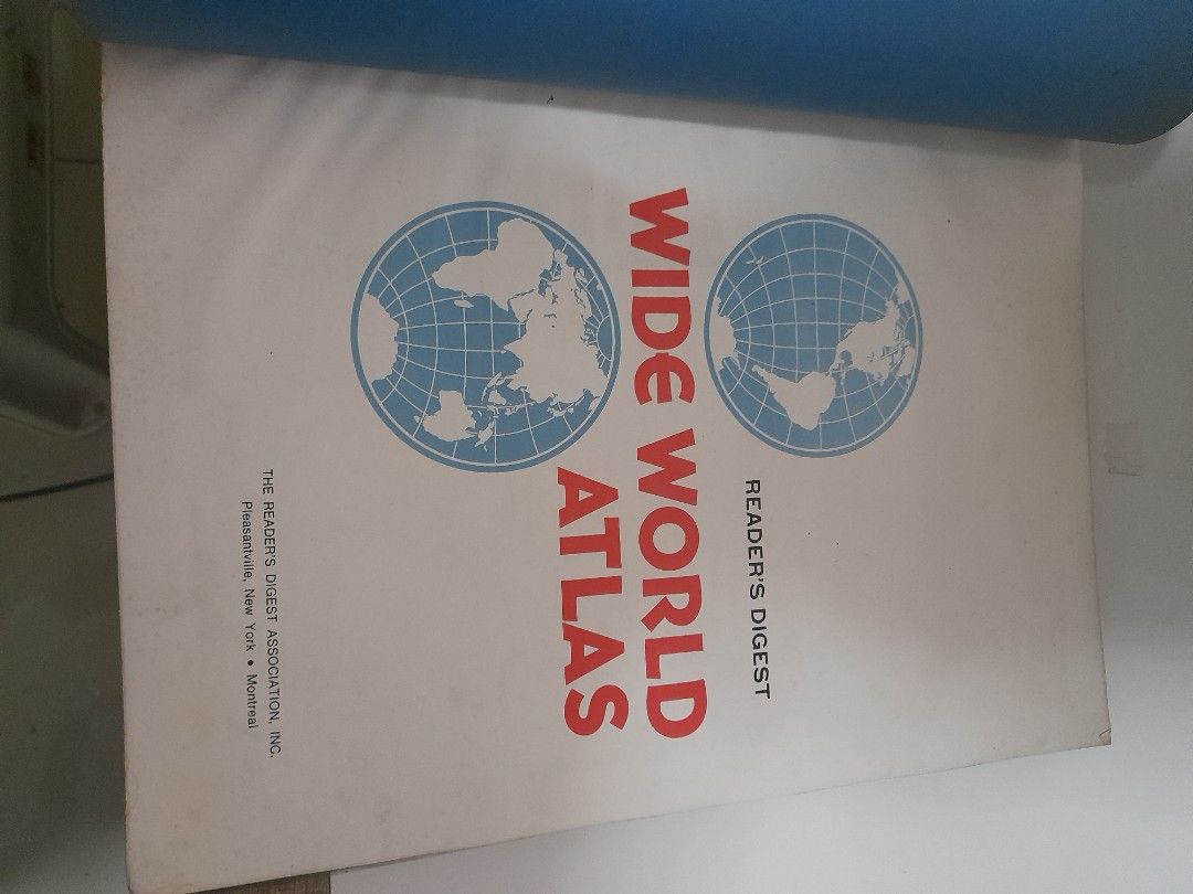 Reader's Digest Wide World Atlas (Category: Textbooks) located in Pasig City. Submitted by silentforest_59b349 (Listing ID 1454681179, Image 3). Description: - Reader's Digest Wide World Atlas - Contains maps and geographical information - Ideal reference for students or geography enthusiasts - Published by The Reader's Digest Association, Inc. - A comprehensive addition to any collection.