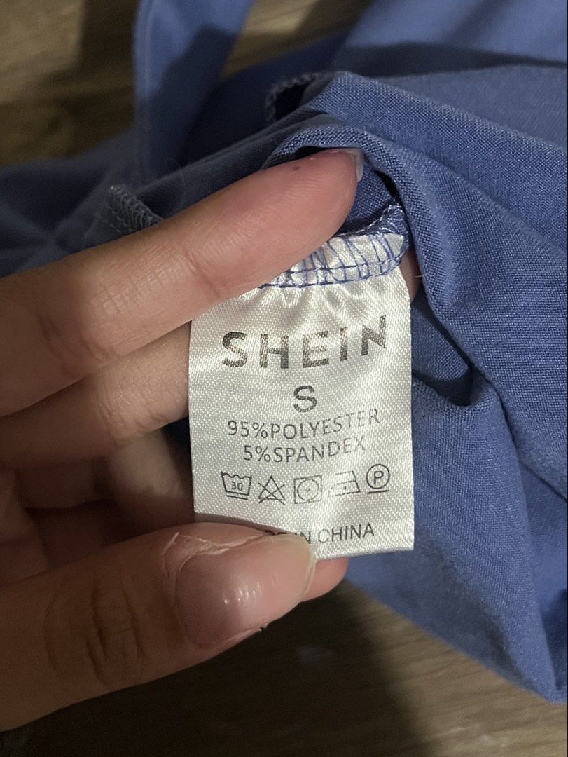 SHEIN Blue Ruched Square Neck Crop Top Size S (Category: Blouses) located in Makati City. Submitted by nat____ (Listing ID 1454597313, Image 3). Description: - only worn once - Square neckline with ruched detail - Stretchy material (95% polyester, 5% spandex).