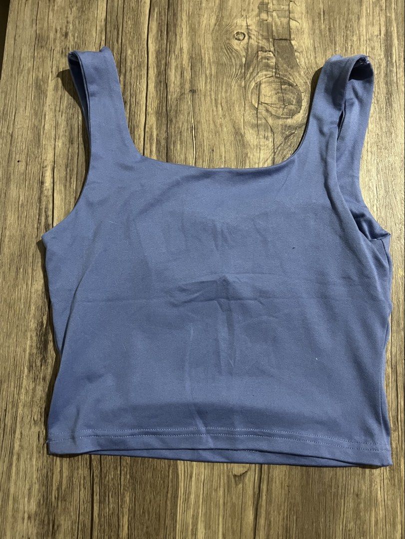 SHEIN Blue Ruched Square Neck Crop Top Size S (Category: Blouses) located in Makati City. Submitted by nat____ (Listing ID 1454597313, Image 2). Description: - only worn once - Square neckline with ruched detail - Stretchy material (95% polyester, 5% spandex).