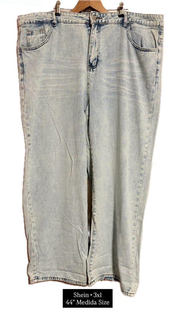 Shein Light Wash Denim Jeans 3XL (Category: Jeans) located in Antipolo. Submitted by heynarraaa (Listing ID 1454569862, Image 1). Description: - Brand: Shein - Style: Light Wash Denim Jeans - Size: 3XL (fits 44" waist) - Features: Classic five-pocket style, button and zip fly closure - Fit: Straight leg - Occasion: Great for casual wear.