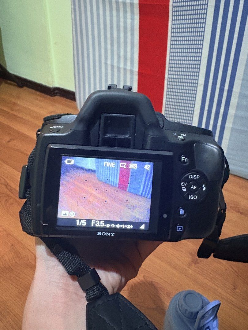 Sony DSLR camera Alpha A390 (Category: Cameras) located in Cavite. Submitted by nerinsel (Listing ID 1454623588, Image 2). Description: - SONY DSLR Alpha A390 -complete set -inclusions: camera body, lens, straps, charger, battery -ready to use ! -issues; flash does not work anymore & when mode dial is set to manual it keeps on switching sa iba -price is negotiable !.