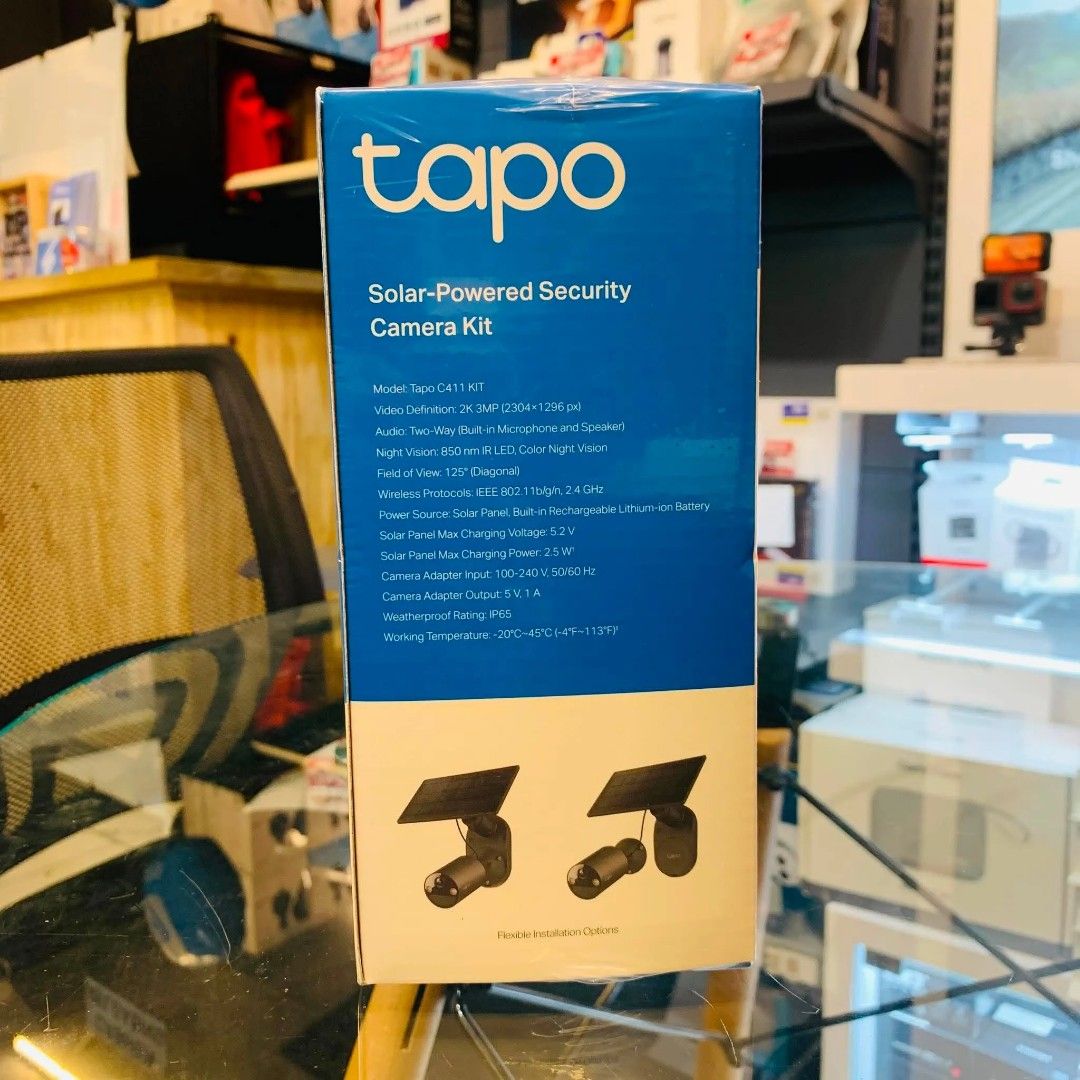 TP-Link Tapo C411 Kit 2K WiFi Solar Powered CCTV Security Camera Kit Black (Category: Security Systems & CCTV Cameras) located in Makati City. Submitted by slaccessoriesshop (Listing ID 1454592823, Image 2). Description: TP-Link Tapo C411 Kit 2K WiFi Solar Powered CCTV Security Camera Kit Black ✅ SAME DAY DELIVERY (within NCR and Cavite area) ✅ ORIGINAL / BRAND NEW/ SEALED ✅ We issue Sales Invoice (BIR registered) ✅ Open for Retail and Bulk Order