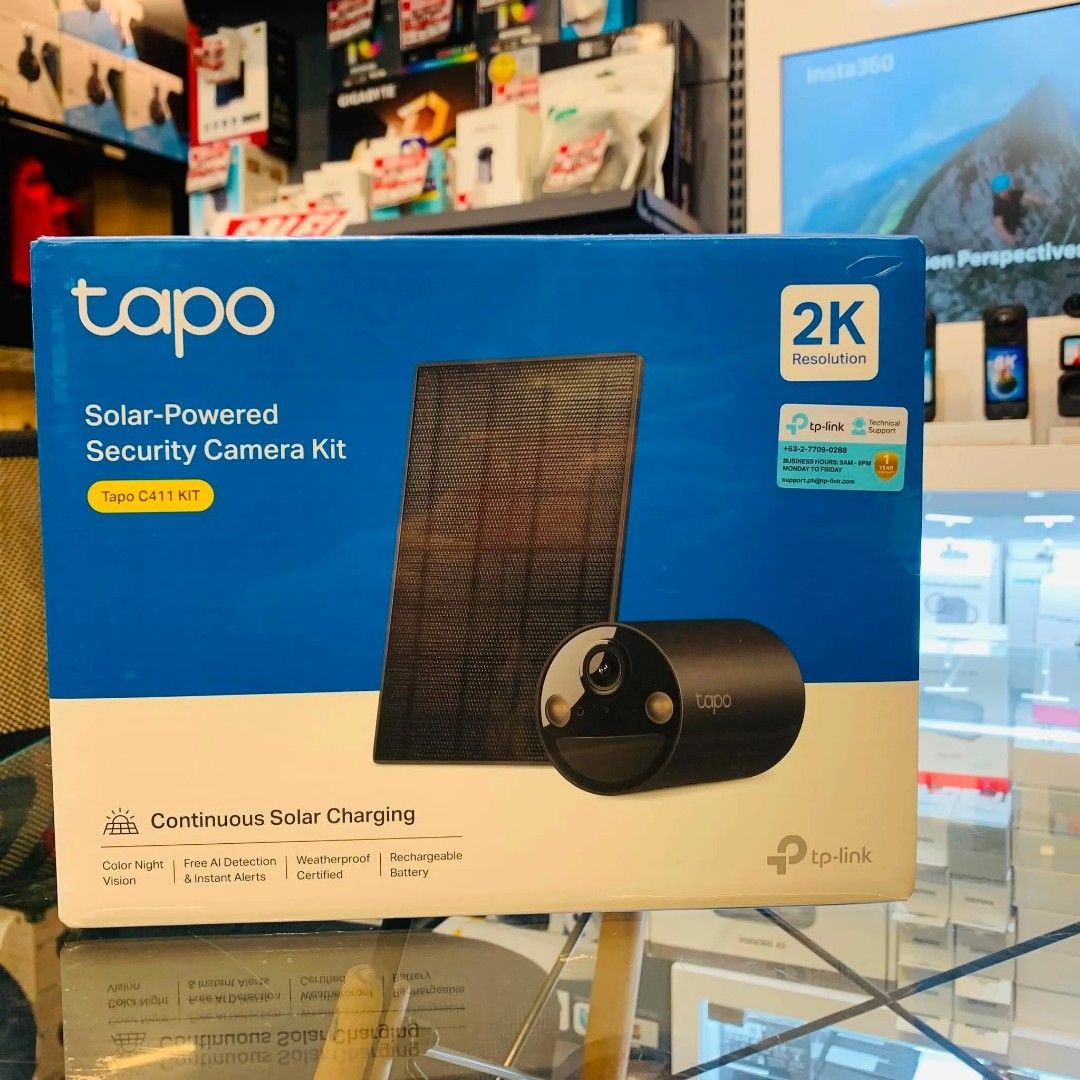 TP-Link Tapo C411 Kit 2K WiFi Solar Powered CCTV Security Camera Kit Black (Category: Security Systems & CCTV Cameras) located in Makati City. Submitted by slaccessoriesshop (Listing ID 1454592823, Image 1). Description: TP-Link Tapo C411 Kit 2K WiFi Solar Powered CCTV Security Camera Kit Black ✅ SAME DAY DELIVERY (within NCR and Cavite area) ✅ ORIGINAL / BRAND NEW/ SEALED ✅ We issue Sales Invoice (BIR registered) ✅ Open for Retail and Bulk Order