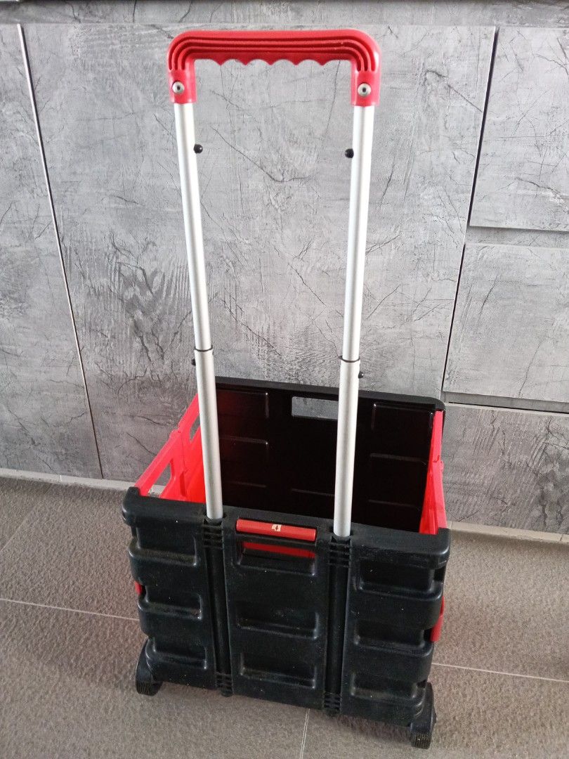 Trolley (Category: Storage Boxes & Baskets) located in Singapore. Submitted by home.fashion.by.darina (Listing ID 1454635521, Image 3). Description: - Folds for easy storage - Extended height: 84 cm - Box dimensions: 36 cm (width) x 30 cm (depth) x 33 cm (breadth) - Self-collection available at Yishun MRT or Blk 762 Void Deck.