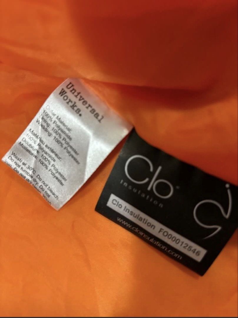 Universal Works Quilted Bomber Jacket Orange (Category: Coats, Jackets and Outerwear) located in Quezon City. Submitted by edether (Listing ID 1454729032, Image 3). Description: - Orange quilted bomber jacket by Universal Works - Zip-up front with button closure - Ribbed collar, cuffs, and hem - Two front pockets - Outer: 100% Polyamide - Lining & Filling: 100% Polyester - Ideal for layering Like new condition Width - 22in Length- 26in If you see