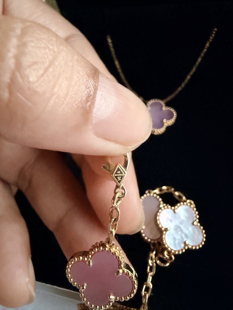 Van Cleef (Category: Bracelets) located in Singapore. Submitted by aloha.ms. (Listing ID 1454675161, Image 2). Description: 18K Gold Pink Mother of Pearl Sold as set Necklace and Bracelet Lower price than retail. .