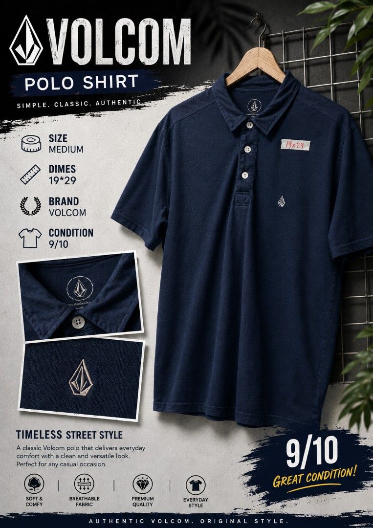 Volcom polo shirt (Category: Activewear) located in Calamba. Submitted by melvinmanaig (Listing ID 1454727716, Image 1). Description: medium 19*29.