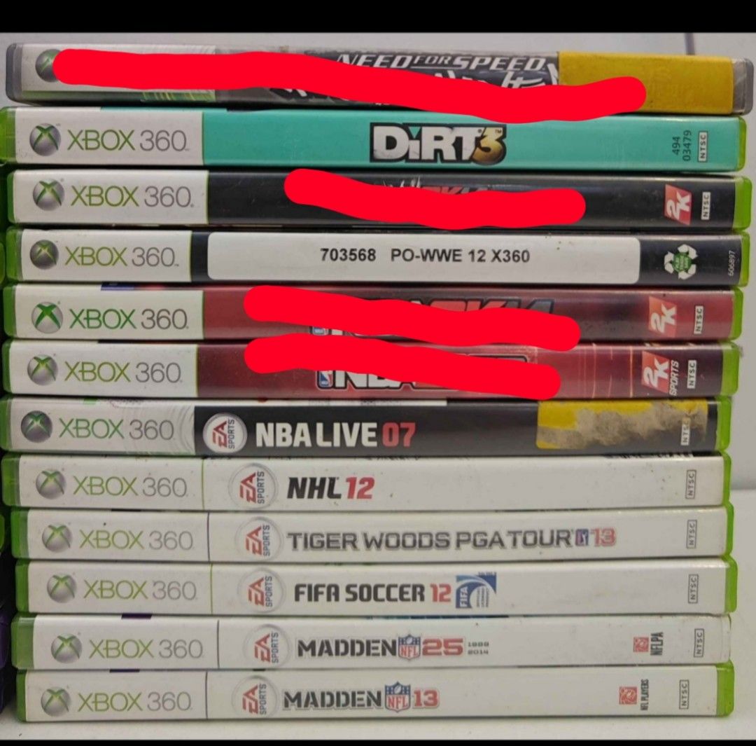 Xbox 360 Games Bundle - Sports, Racing, Fighting, Dance (Category: Xbox) located in Taguig. Submitted by carl_bosing23 (Listing ID 1447708659, Image 2). Description: - Xbox 360 Games Collection - Sports Titles: NBA 2K14, Madden 25, FIFA Soccer 12 - Racing Games: Dirt 3, Need for Speed - Fighting Games: Tekken 6, WWE 2K14 - Dance Games: Just Dance 2014, Dance Central - some more others (see photos) - All discs are in their original cases Taguig Ci