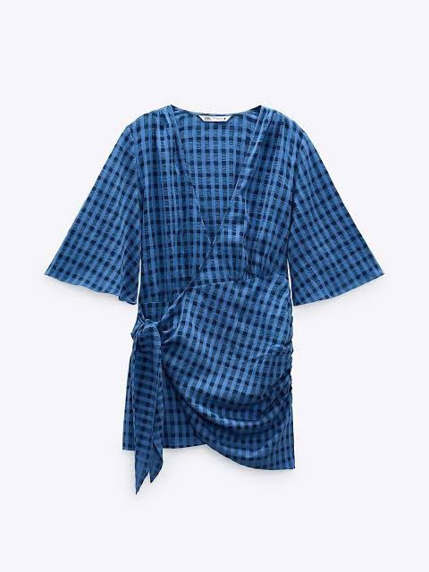 Zara blue plaid wrap dress (Category: Dresses) located in Makati City. Submitted by cc507 (Listing ID 1454734393, Image 1). Description: .