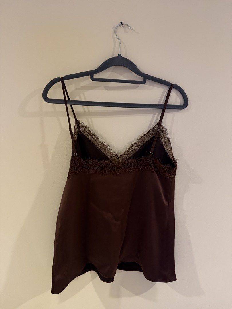 Zara Satin Lace Camisole (Category: Blouses) located in Muntinlupa City. Submitted by sabnava (Listing ID 1454738448, Image 3). Description: - Chocolate brown - Worn once only - No flaws, in perfect condition! - Fits M-L .