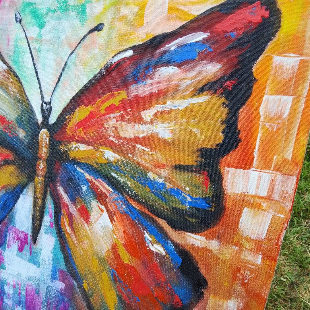 #009 Butterfly Painting (Category: Art & Prints) located in Manila. Submitted by alarts (Listing ID 1458940694, Image 3). Description: Materials: Acrylic paint on Stretched canvas Size: 22 x 28 inches.