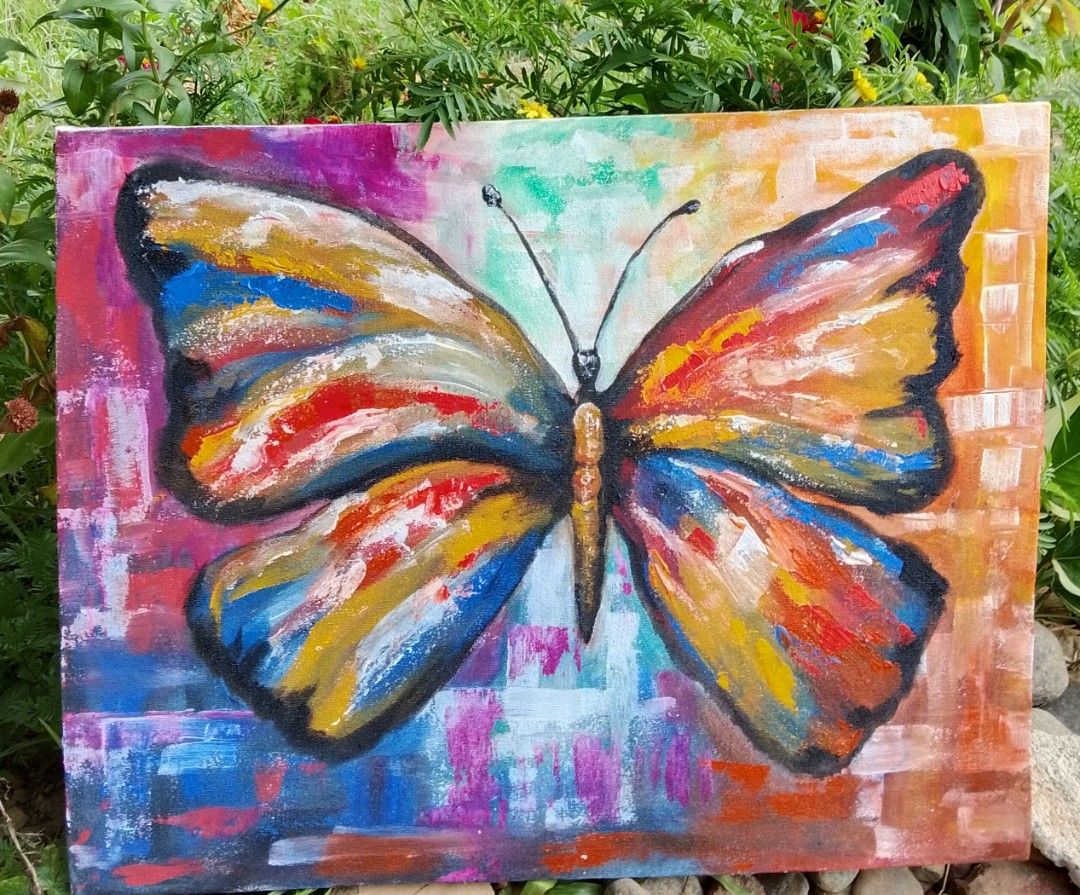 #009 Butterfly Painting (Category: Art & Prints) located in Manila. Submitted by alarts (Listing ID 1458940694, Image 2). Description: Materials: Acrylic paint on Stretched canvas Size: 22 x 28 inches.