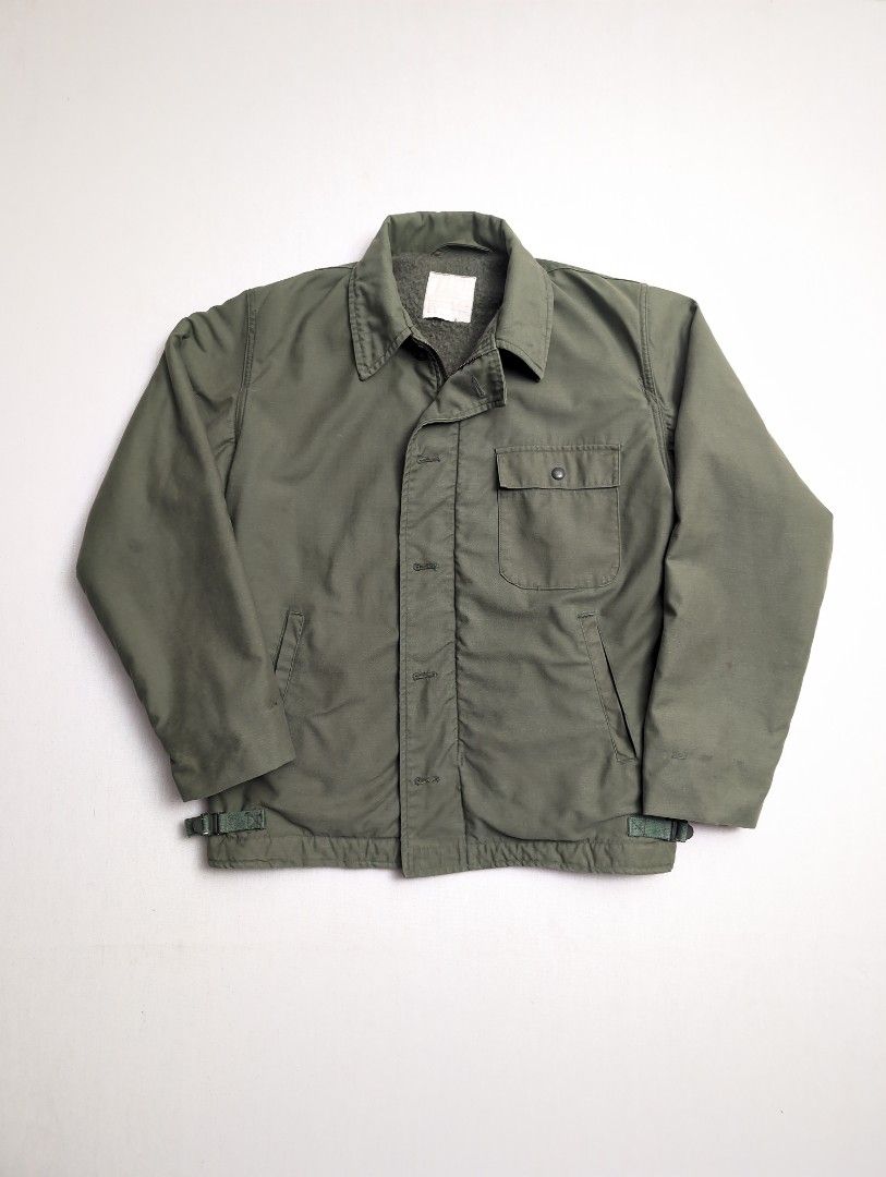 1968 USN A-2 Deck Jacket – Vietnam War Era (Category: Coats, Jackets and Outerwear) located in Cabuyao City. Submitted by luckyboy.goods (Listing ID 1458928620, Image 1). Description: Introduced as the successor to the iconic N-1, the A-2 was worn by US Navy personnel aboard ships and in demanding deck environments throughout the Vietnam War era. Its clean utilitarian design, wind-resistant shell, and warm pile lining make it a highly wearable pi