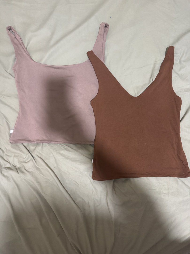 2x Basic Tank Tops - Brown & Beige (Category: Sleeveless) located in Mandaluyong City. Submitted by chubs08 (Listing ID 1459028779, Image 1). Description: - 250/each.400/2pcs -Deep brown V-neck tank top - Dusty beige square-neck tank top - Made of soft, stretchy material - Ideal for layering or wearing on its own - Comfortable and versatile basics.