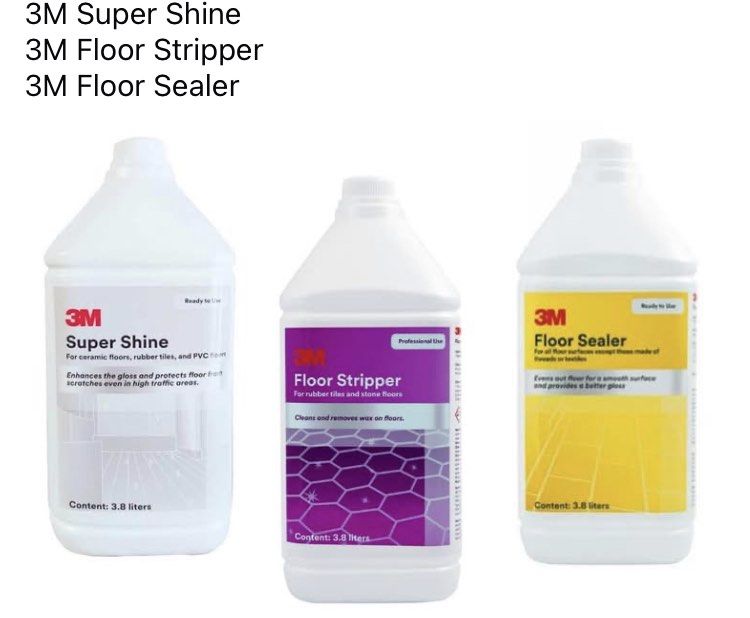 3M floor sealer floor stripper super shine (Category: Cleaning Tools & Supplies) located in Quezon City. Submitted by mileschang1980 (Listing ID 1458940120, Image 1). Description: 3M products 3M floor sealer 1,700/gal 3M super shibe 1,750/gal 3M floor stripper 1,250/gal .