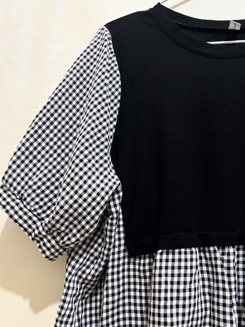 3XL | Black Gingham Blouse (Category: Blouses) located in Bacoor. Submitted by happyfinds_091223 (Listing ID 1458971730, Image 2). Description: Bust: 50" size: 3XL 📍Bacoor, Cavite Can ship via J&T express/ Lalamove ✨Please visit my listings for more blouses, tops, and branded pants. 😊.