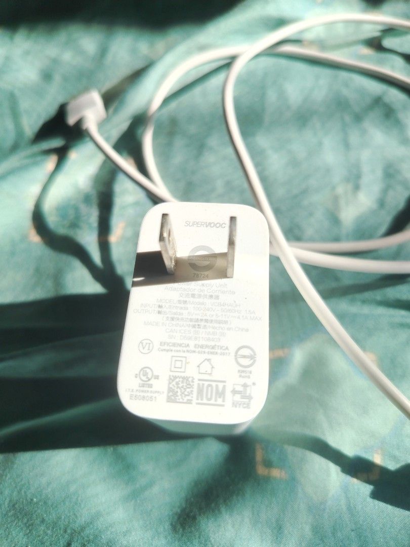 45W SuperVOOC Fast Charger with USB-C Cable (Category: Chargers & Cables) located in Manila. Submitted by luckywater.f430bc (Listing ID 1458961868, Image 2). Description: - 45W SuperVOOC Fast Charger - Includes USB-C Cable - Delivers rapid charging for compatible devices - Ideal for travel or as a spare charger - Feel free to ask questions!.