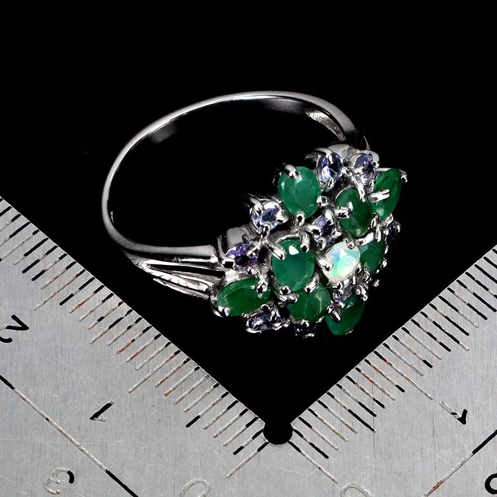 💯 Natural EMERALD, OPAL & TANZANITE ring (Category: Rings) located in Kawit. Submitted by authentic_gemstones_byalton (Listing ID 1458913976, Image 2). Description: 💯 NATURAL EMERALD, OPAL & TANZANITE RING ▪️size 8.0 ▪️set in 925 silver ▪️w/ markings) ▪️100% brand new item PRICE: only 5,300 php #cocktailring #gemstonejewelry.