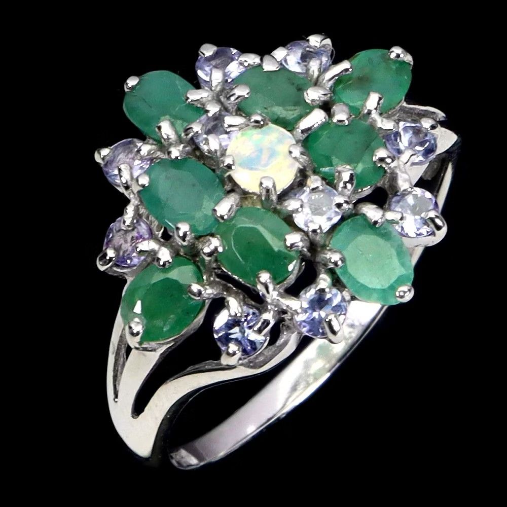 💯 Natural EMERALD, OPAL & TANZANITE ring (Category: Rings) located in Kawit. Submitted by authentic_gemstones_byalton (Listing ID 1458913976, Image 1). Description: 💯 NATURAL EMERALD, OPAL & TANZANITE RING ▪️size 8.0 ▪️set in 925 silver ▪️w/ markings) ▪️100% brand new item PRICE: only 5,300 php #cocktailring #gemstonejewelry.