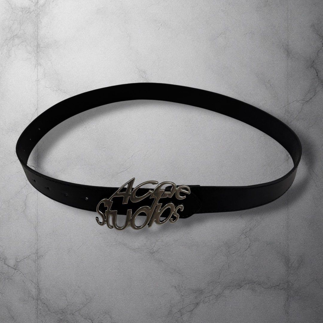 Acne Studios Black Leather Belt with Silver Logo Buckle (Category: Belts) located in Cavite. Submitted by itsayaaa (Listing ID 1459047965, Image 1). Description: - Acne Studios black leather belt - Features the iconic silver logo buckle - Classic and versatile design, perfect for any outfit.