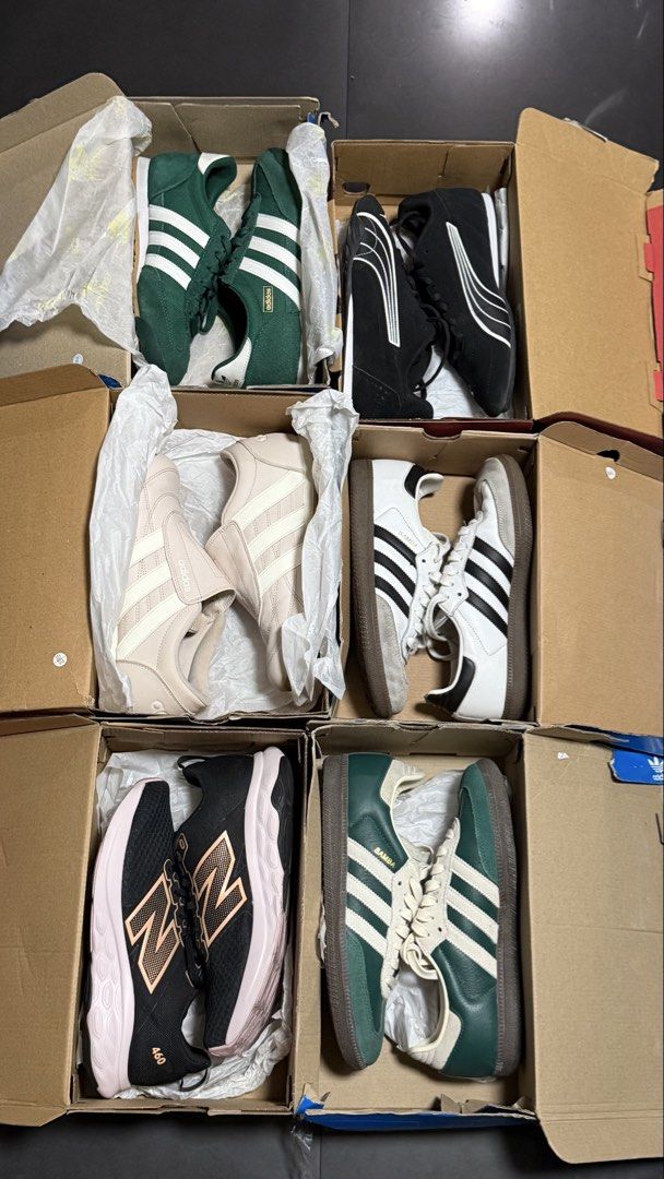 ADIDAS/PUMA/NEW BALANCE (Category: Sneakers) located in Manila. Submitted by avynicole (Listing ID 1459021344, Image 1). Description: ALL ARE ORIGINAL!! Price range: 1.5k-2k Size 7.5-8 US Womens (some shoes are in men’s sizing kaya naka-6.5) Already Sold: Samba Green and R71 Green Available: Adidas tekwen (pink), Puma Catch SD, NB 460, Samba cloud white Hindi masyadong nagamit and nakatambak na lang since hindi siya pwede sa nature of work ko. .