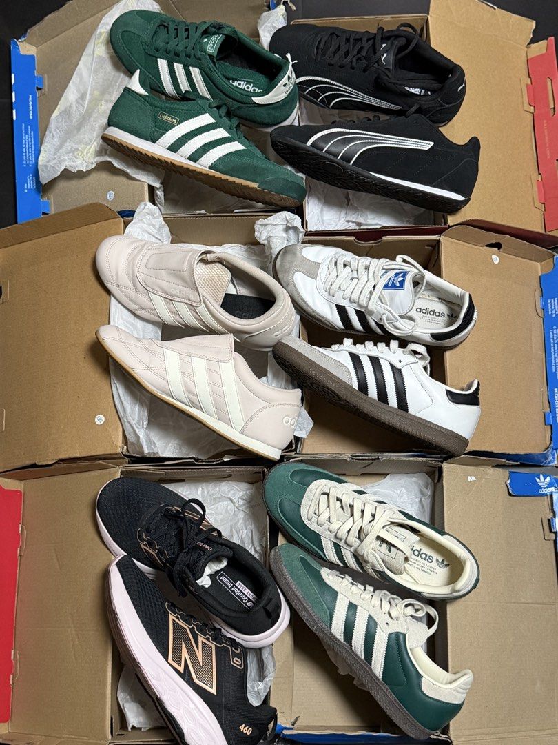 ADIDAS/PUMA/NEW BALANCE (Category: Sneakers) located in Manila. Submitted by avynicole (Listing ID 1459021344, Image 2). Description: ALL ARE ORIGINAL!! Price range: 1.5k-2k Size 7.5-8 US Womens (some shoes are in men’s sizing kaya naka-6.5) Already Sold: Samba Green and R71 Green Available: Adidas tekwen (pink), Puma Catch SD, NB 460, Samba cloud white Hindi masyadong nagamit and nakatambak na lang since hindi siya pwede sa nature of work ko. .