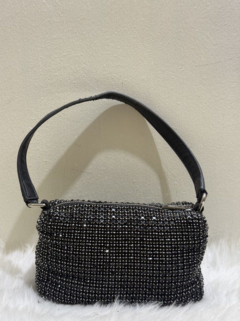 Alexander Wang Heiress Rhinestone / Beaded Shoulder Bag (Category: Shoulder Bags) located in Quezon City. Submitted by clazzystudio (Listing ID 1458996575, Image 1). Description: Selling this glamorous Alexander Wang Heiress shoulder bag encrusted with shimmering black rhinestones/beads and black leather trim. Features a single top shoulder strap, secure top zip closure, and a compact yet head-turning design perfect for evening outs, events, or a