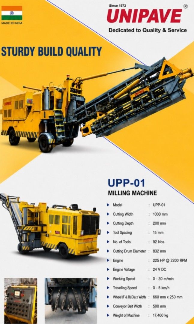 ALL IN ONE Editable Construction,Mechanical,Electrical,Accounting and other Document Files (Category: Admin, Finance, Legal) located in Calumpit. Submitted by concrete_asphalt_pave_plans (Listing ID 1131394249, Image 3). Description: For the Unipave UPP-01 Cold Milling / Roto Milling Machine, the budgetary price is around ₱9.8 Million Ex-Works Ahmedabad, India, subject to final factory discount and confirmation. Freight, duties/taxes, customs cle
