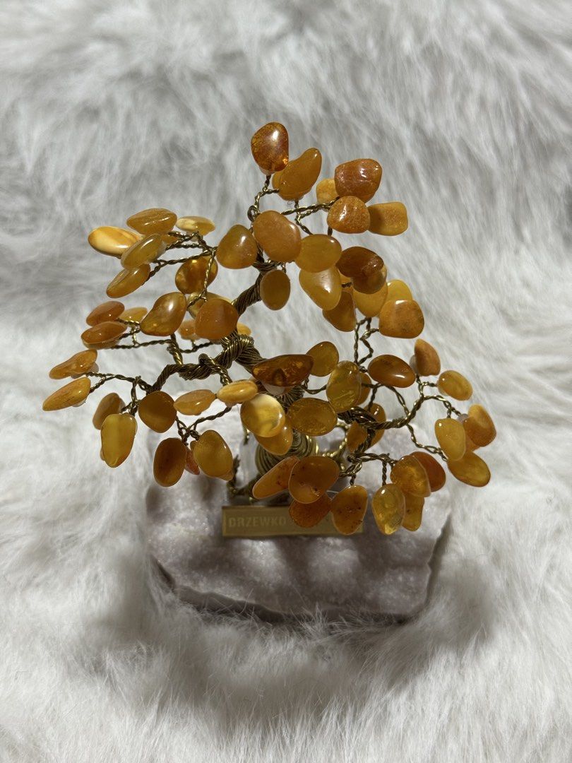 Amber Tree (Category: Other Home Decor) located in Angeles City. Submitted by zyeplustradings (Listing ID 1458983620, Image 2). Description: Amber Tree “good luck tree” made with polished amber gemstone pieces as leaves on a wire-wrapped trunk and a stone base. .