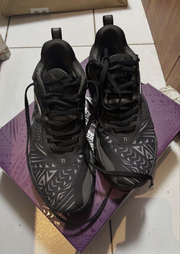 Anta kai 1 (Category: Sneakers) located in Manila. Submitted by crhyne (Listing ID 1458957614, Image 1). Description: - Black basketball shoes - Cool geometric pattern on sides - Black laces - Size 8.5 - Ideal for basketball or casual wear - Ready for a new owner NO BOX!!!.
