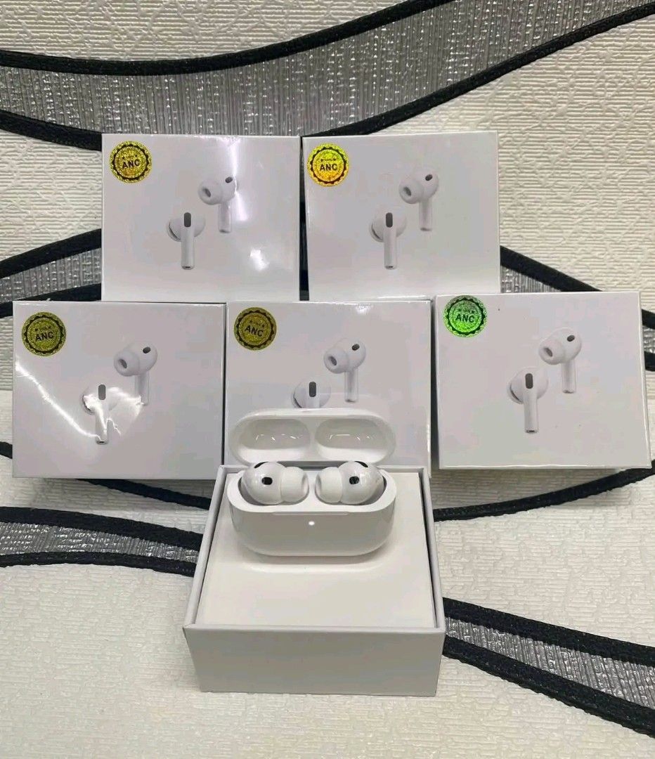 Apple AirPods Pro 2nd Gen with ANC (Category: Earphones) located in Manila. Submitted by marvieobordo (Listing ID 1458902603, Image 1). Description: - AirPods Pro (2nd Generation) - Active Noise Cancellation - Includes charging case and charging cable - Multiple ear tip sizes (XXS, XS, S, M, L) - Designed by Apple in California.