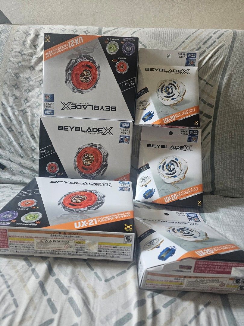 Beyblade X ux21 and ux20 (Category: Action & Battle Toys) located in Makati City. Submitted by maigeruelg54917 (Listing ID 1458891001, Image 1). Description: ux21 3000 ux20 1600.