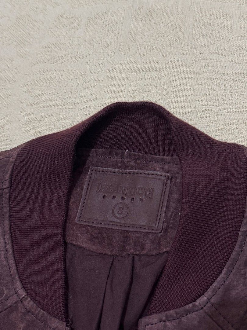 BlankNYC Suede Leather Jacket (Category: Coats, Jackets and Outerwear) located in Angeles City. Submitted by luigisells (Listing ID 1459031935, Image 3). Description: Size S L23” W19.5” Very Good Condition Issue/s: no zipper MOP: Gcash or Bank Transfer Courier: J&t Express.
