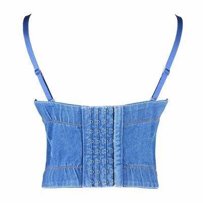 Blue Denim Corset Bustier Top with Adjustable Straps (Category: Sleeveless) located in Quezon City. Submitted by ericajilliana (Listing ID 1459003305, Image 2). Description: - Cute blue denim corset top - Adjustable straps for a perfect fit - Hook and eye closure at the back Best Fit: Medium.