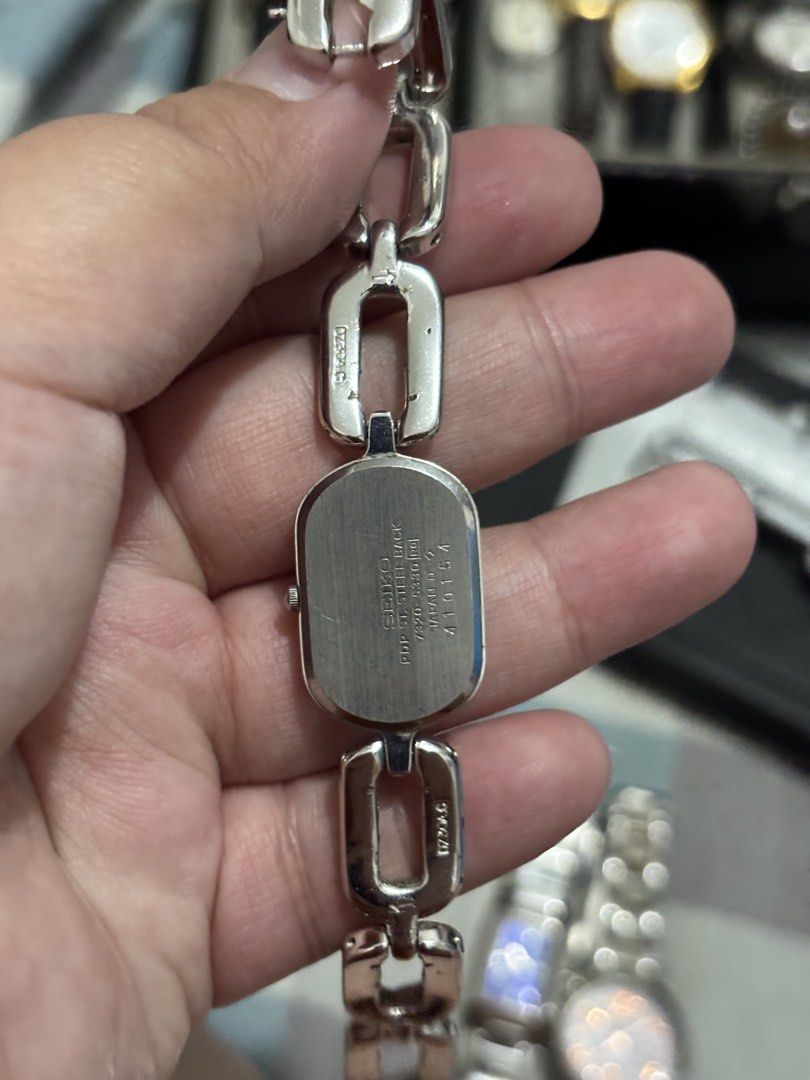 Bracelet Watch (Category: Women's Watches) located in Cainta. Submitted by timelesswatchbycla3.0 (Listing ID 1459031585, Image 3). Description: (SOLD)Seiko Oval Bracelet Watch 17x22mm Patina on dial Sign of use Oxidation sa back bracelet Up to 6 inch wrist size As is 1800 Noevier Lady Susan Blue Dial 17x28mm Sign of use Hairline sa glass Up to 7 inch wrist size As is 1500 fixed J-Axis Pink Dial 28mm Faded Rose Tone Up to 7 inch wrist size Clear g