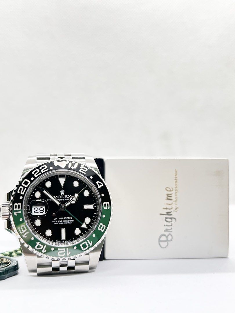 Brand New Rolex Oyster Gmt Master II 126720VTNR “Sprite” Black Dial Automatic Steel Casing Bracelet ( Aug 26 ) (Category: Watches) located in Singapore. Submitted by brightime (Listing ID 1458966287, Image 3). Description: Brand New Rolex Oyster Gmt Master II 126720VTNR “Sprite” Black Dial Automatic Steel Casing Bracelet ( Aug 26 ) ** Brand New ** ** Stickers Removed By AD ** Model : 126720VTNR Also known as : Oyster Gmt Master II “Sprite” Case s