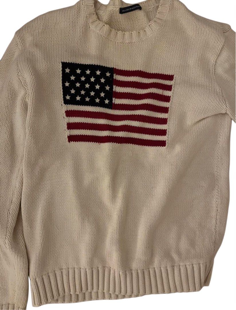 Brandy Melville US Flag White Sweater (Category: Coats, Jackets and Outerwear) located in Marikina City. Submitted by lavitaebela (Listing ID 1458911477, Image 3). Description: Brandy Melville US Flag White Sweater - 9/10 condition, signs of use - Bought in Brandy Melville Australia - Also accepting Brandy Melville, Supre, Cotton On, Princess Polly pasabuy from Australia, arrival wk3 of Sept 😊.