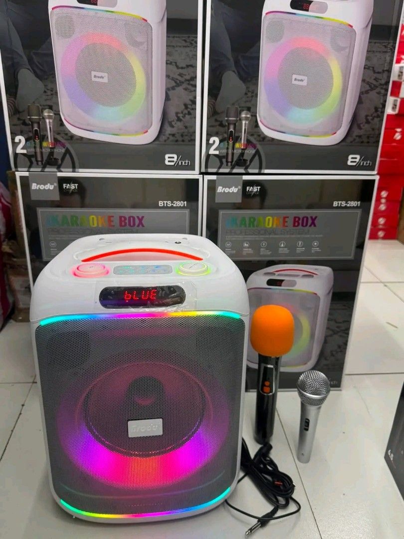 Brody FAST BTS-2801 Karaoke Box Professional System Speaker (Category: Soundbars, Speakers & Amplifiers) located in Manila. Submitted by marvieobordo (Listing ID 1458900995, Image 3). Description: - Brody FAST BTS-2801 Karaoke Speaker - 8-inch speaker with vibrant LED lights - Includes 2 wired microphones - Ideal for parties and singing sessions - User-friendly controls - Portable design with a convenient handle.