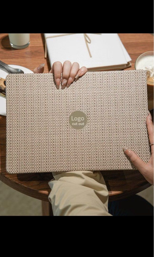 Champagne Woven Leather Case for Macbook Air/Pro (Category: Laptop Bags & Sleeves) located in Pasig City. Submitted by yyyy96 (Listing ID 1458916831, Image 1). Description: Rfs- Wrong size - Chic champagne woven leather case - Perfect fit for Macbook PRO models: M1 M2 .